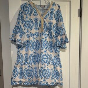 Blue and White Patterned Dress